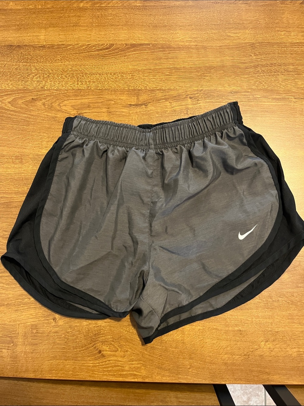 Nike Dri fit Women's Gray w/Black Running Shorts with Reflective Swoosh (Small)